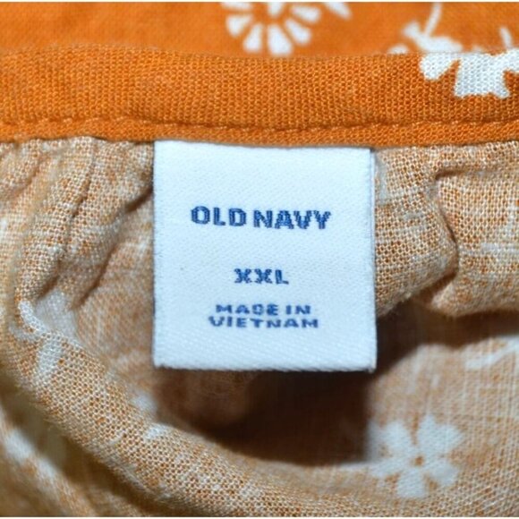 Old Navy Plus Size XXL Mustard Yellow Linen Blend Sleeveless Top Ruffle Floral - Picture 8 of 10